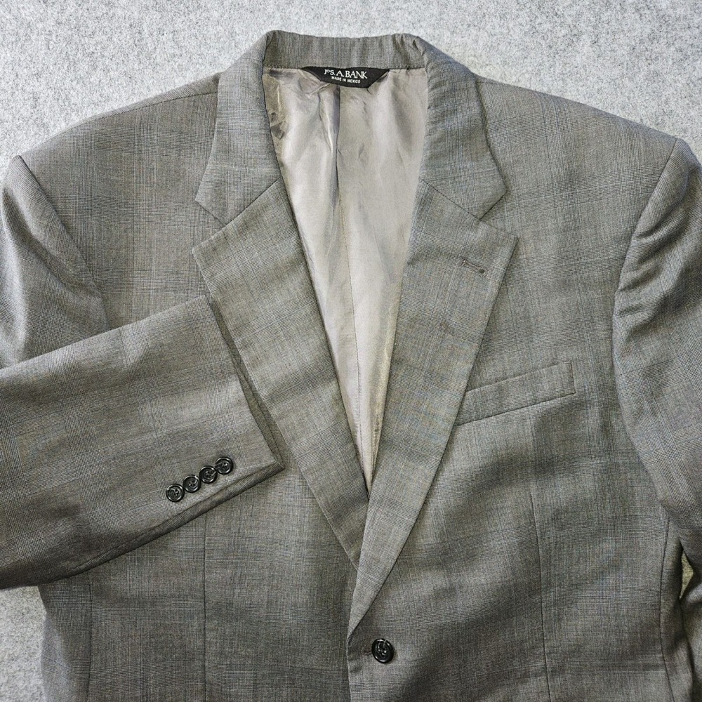 Jos A Bank Signature Collection Blazer 42R Grey Glen Plaid Wool Silk Sport Coat